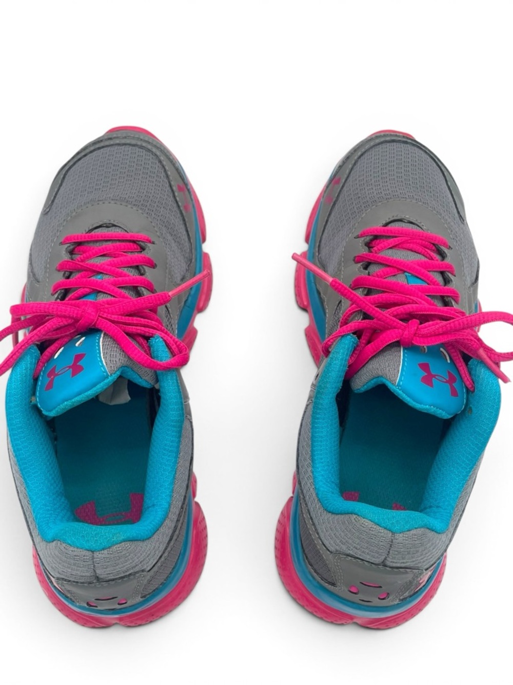 Under Armour Running Shoes Gray Pink Teal Women’s 7 Youth 6Y Athletic - Picture 8 of 10